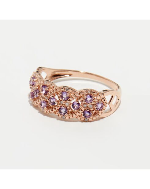 Astéria Ring aus 0,05 ct Diamanten, 0,85 ct Amethystquarz und 0,85 kt Roségold Amethystquarz
