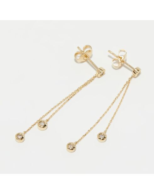 Boucles d'oreilles Planer sur ton coeur Diamants 0.09 ct or jaune