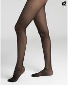 2 Collants semi opaques en Lycra Diam's Jambes Fuselées noirs