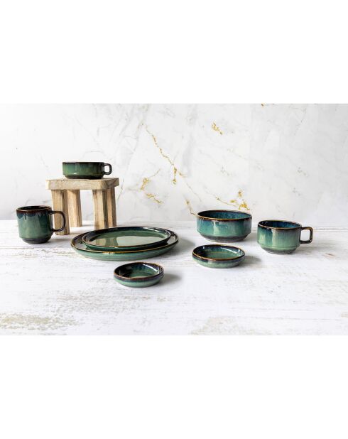 6 tasses en Grès Jade vert foncé - 30cl