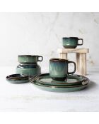 6 tasses en Grès Jade vert foncé - 36cl