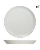 6 Assiettes plates en Porcelaine Oslo blanches - D.26.5 cm