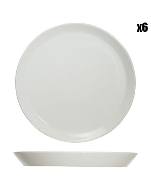 6 Assiettes plates en Porcelaine Oslo blanches - D.26.5 cm