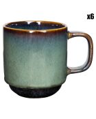 6 tasses en Grès Jade vert foncé - 30cl