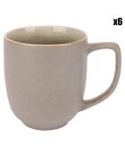 6 Tasses en Grès Forest gris/vert -  37cl