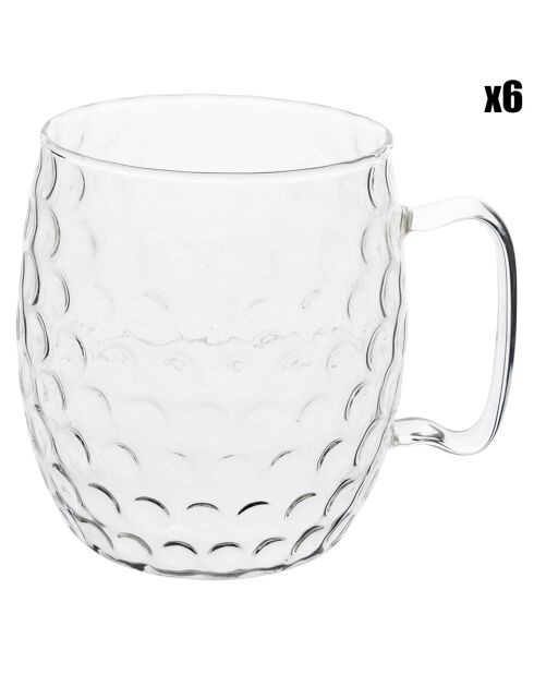 6 Verres avec anse Moscow Mule transparents - 50cl