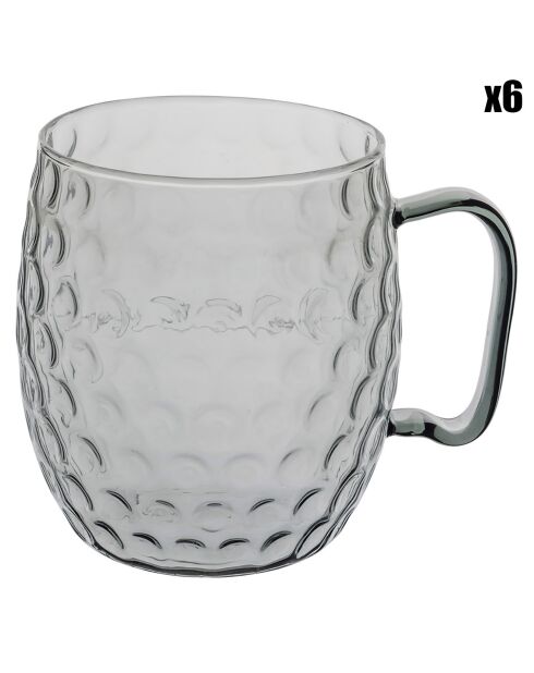 6 Verres avec anse Moscow Mule noir/transparent - 50cl