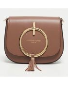 Audrey taupe leren schoudertas - 27x22x8,5 cm