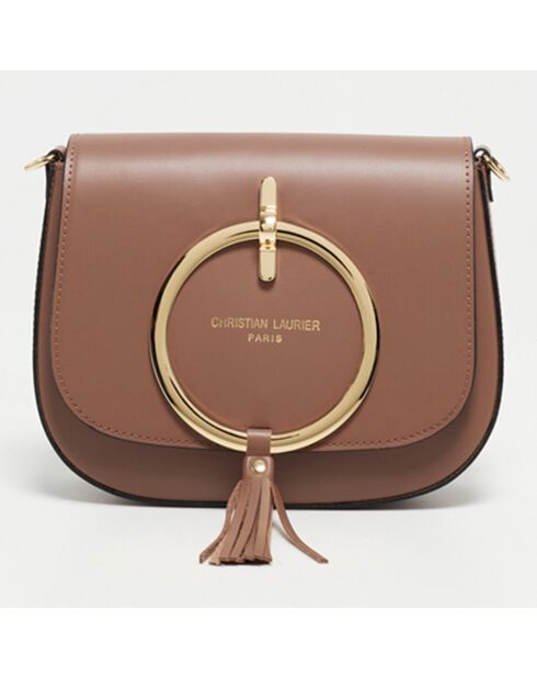 Audrey taupe leren schoudertas - 27x22x8,5 cm