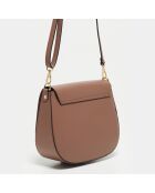 Audrey taupe leren schoudertas - 27x22x8,5 cm