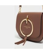 Audrey taupe leren schoudertas - 27x22x8,5 cm