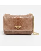 Sac bandoulière en Cuir Hera taupe  - 21x15x7 cm