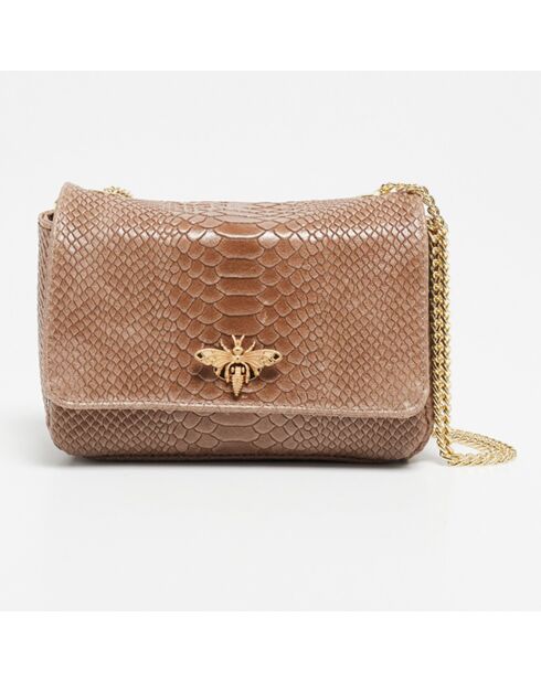 Sac bandoulière en Cuir Hera taupe  - 21x15x7 cm