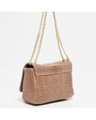 Sac bandoulière en Cuir Hera taupe  - 21x15x7 cm