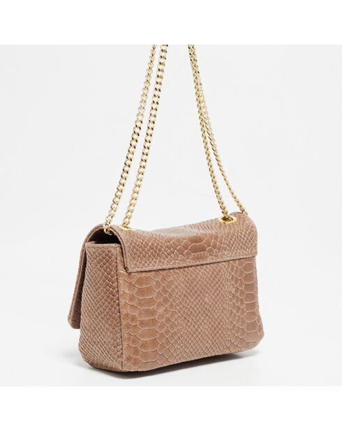 Sac bandoulière en Cuir Hera taupe  - 21x15x7 cm