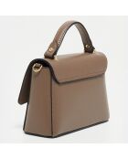 Sac à main en Cuir Mathilde taupe  - 19.5x13.5x7.5 cm