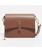 Sac bandoulière en Cuir Mini Emma taupe  - 21x16x8 cm