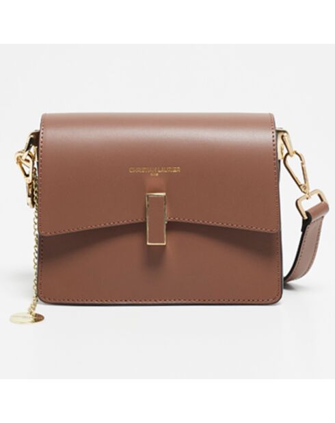 Sac bandoulière en Cuir Mini Emma taupe  - 21x16x8 cm