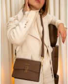 Sac bandoulière en Cuir Mini Emma taupe  - 21x16x8 cm