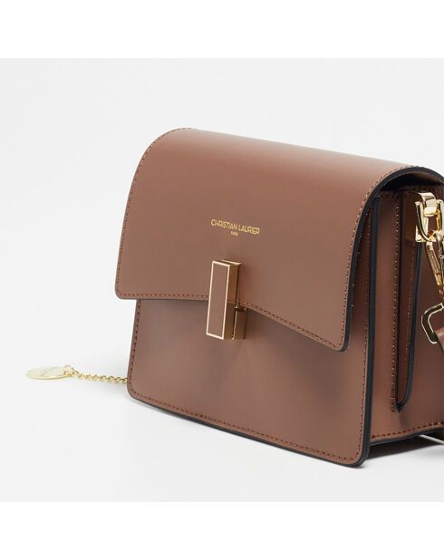 Sac bandoulière en Cuir Mini Emma taupe  - 21x16x8 cm