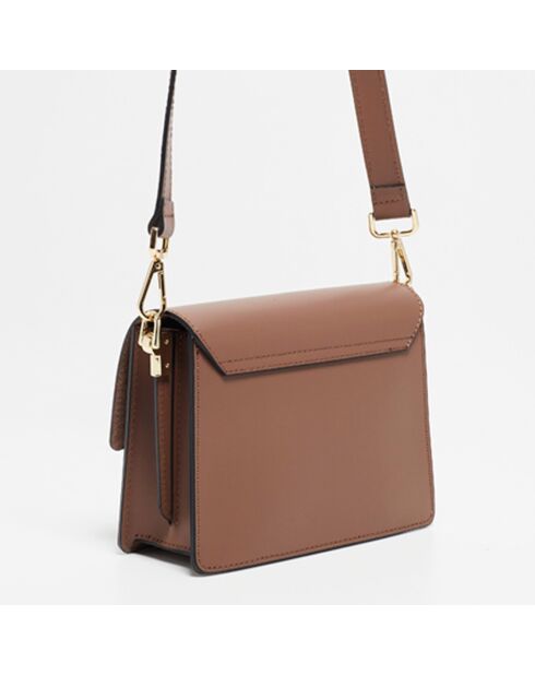 Sac bandoulière en Cuir Mini Emma taupe  - 21x16x8 cm