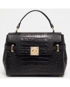 Sac à main en Cuir croco Swan noir - 28x20x11 cm