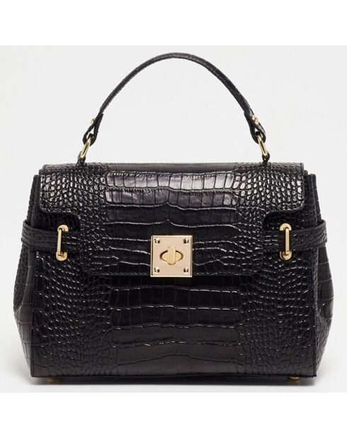 Sac à main en Cuir croco Swan noir - 28x20x11 cm