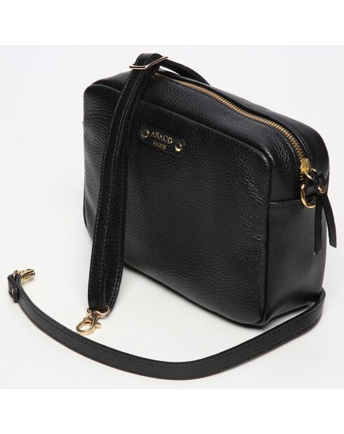 Sac bandoulière en Cuir Maelys noir - 22.5x7x16 cm