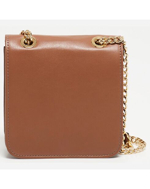 Sac bandoulière en Cuir Box camel  - 16x16x6 cm