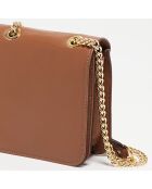 Sac bandoulière en Cuir Box camel  - 16x16x6 cm