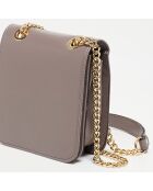 Sac bandoulière en Cuir Box taupe  - 16x16x6 cm