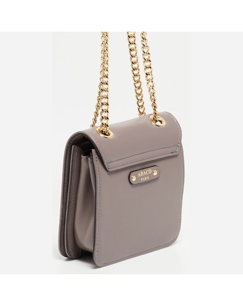 Sac bandoulière en Cuir Box taupe  - 16x16x6 cm