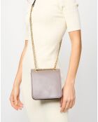 Sac bandoulière en Cuir Box taupe  - 16x16x6 cm