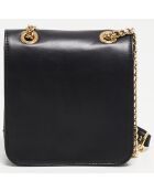 Sac bandoulière en Cuir Box noir - 16x16x6 cm
