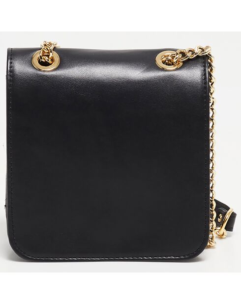 Sac bandoulière en Cuir Box noir - 16x16x6 cm