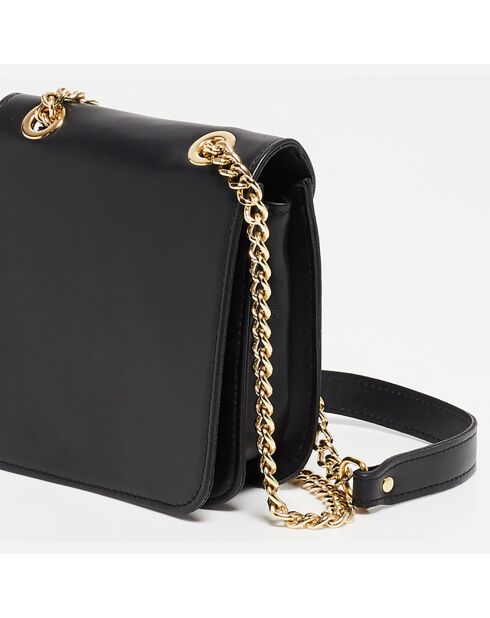 Sac bandoulière en Cuir Box noir - 16x16x6 cm