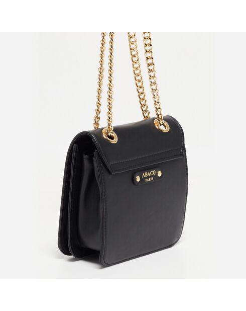 Sac bandoulière en Cuir Box noir - 16x16x6 cm