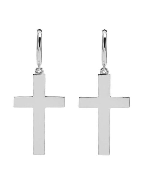 Boucles d'Oreilles Croix en Argent