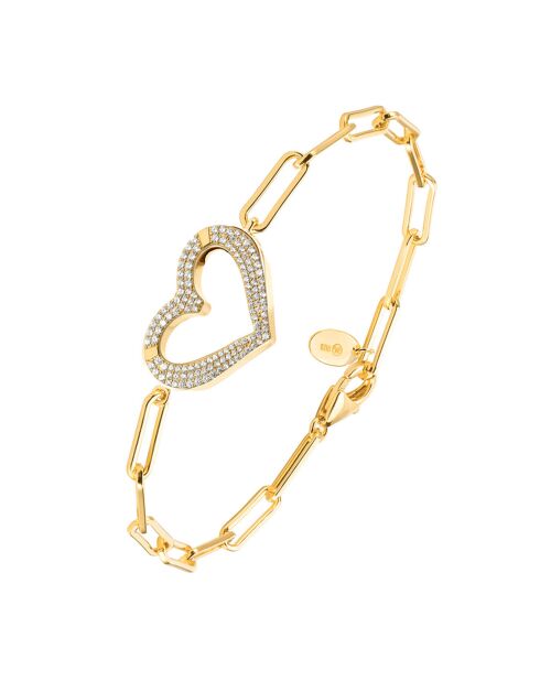 Bracelet Coeur en Argent doré & Oxyde de Zirconium