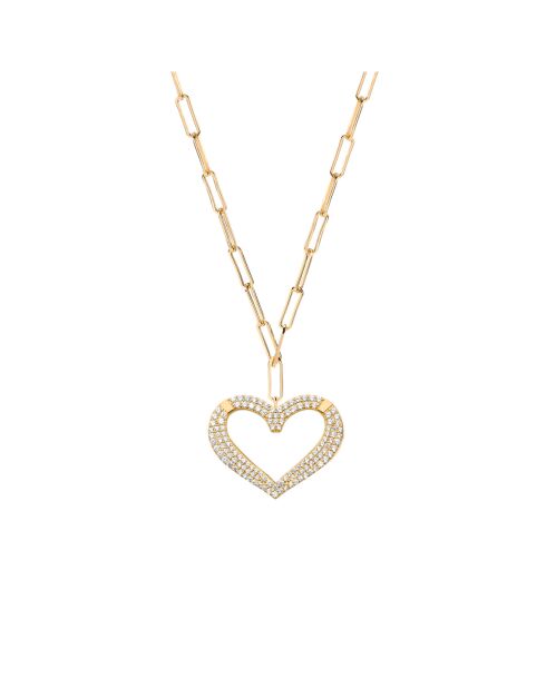 Collier Coeur en Argent doré & Oxyde de Zirconium