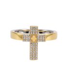Bague Croix en Argent doré & Oxyde de Zirconium