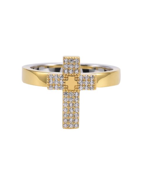 Bague Croix en Argent doré & Oxyde de Zirconium