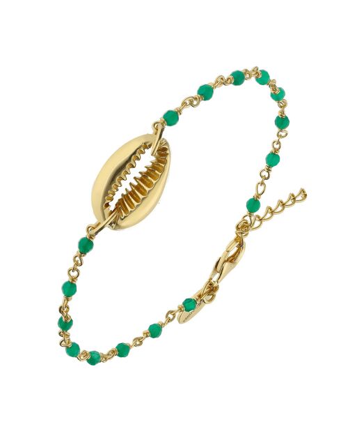 Bracelet Coquillage en Argent doré & Onyx vert