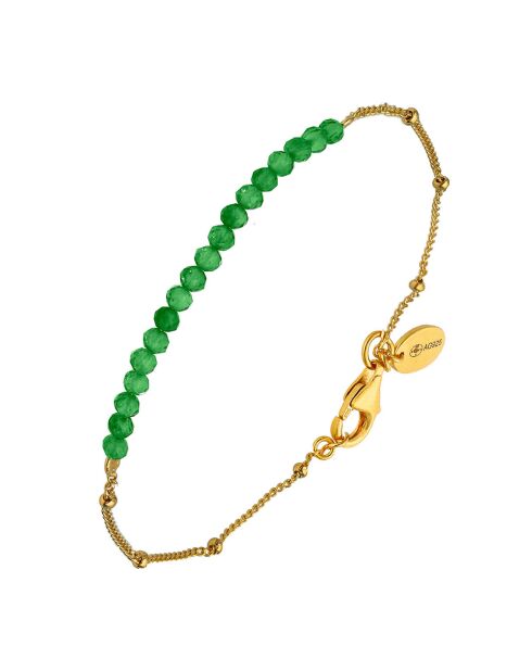 Bracelet Perles en Argent doré & Onyx vert