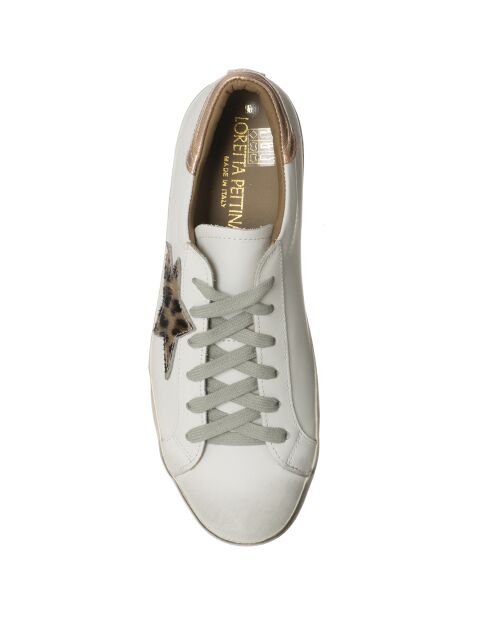 Sneakers en Cuir Olivia blanc/léopard/rose doré