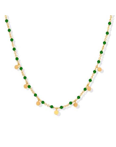 Collier Pampilles en Argent doré & Onyx vert
