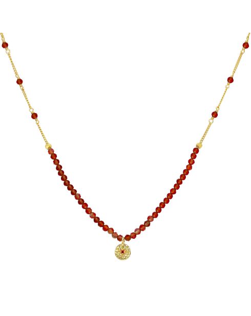 Collier Pampille en Argent doré & Onyx rouge