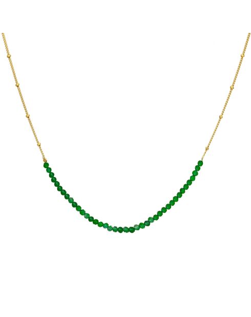 Collier Perles en Argent doré & Onyx vert