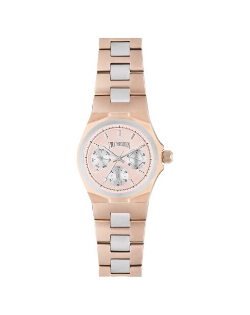 Montre Femme en Acier Chronographe rose doré