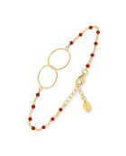 Bracelet Double Rond en Argent doré & Onyx rouge